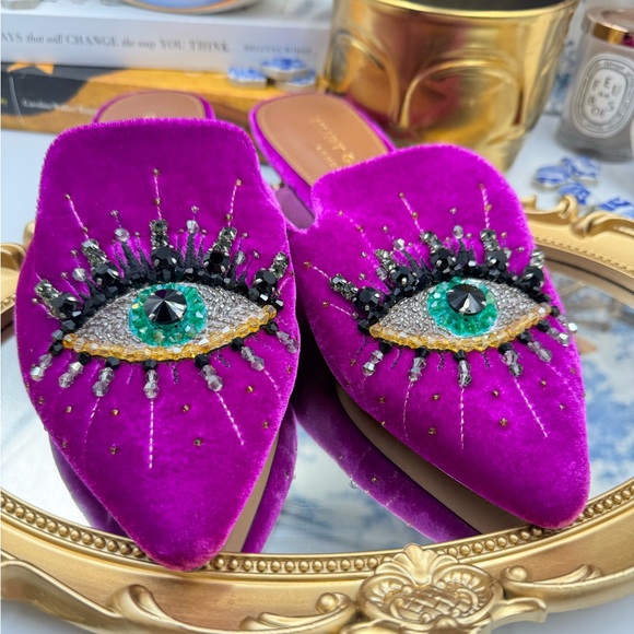 🆕 KURT GEIGER LONDON 🧿 NWOT Olive Evil Eye Mules, Purple Lyst - Picture 15 of 16